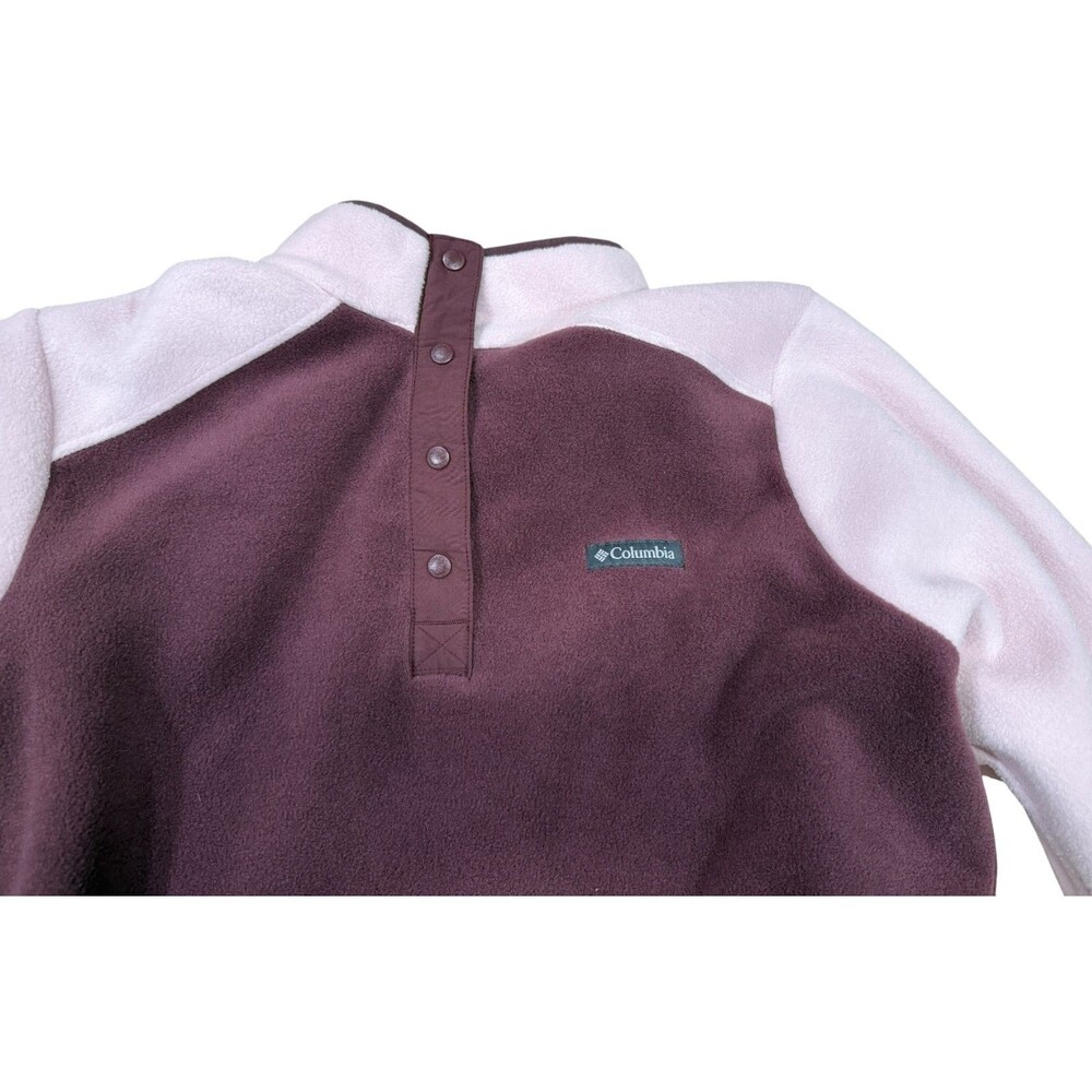 Columbia Fleece Pullover Jacket Womens 2XL Pink Maroon Benton Springs 1/2 Snap